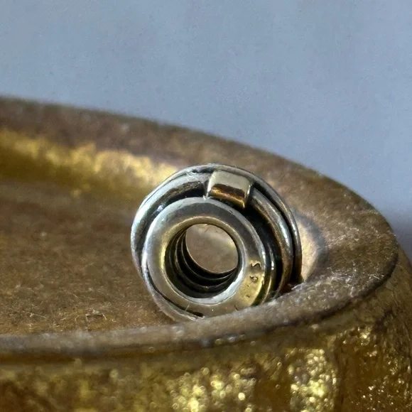 Pandora Two Tone 14K Gold Silver Twisted Rope Charm - Picture 6 of 15